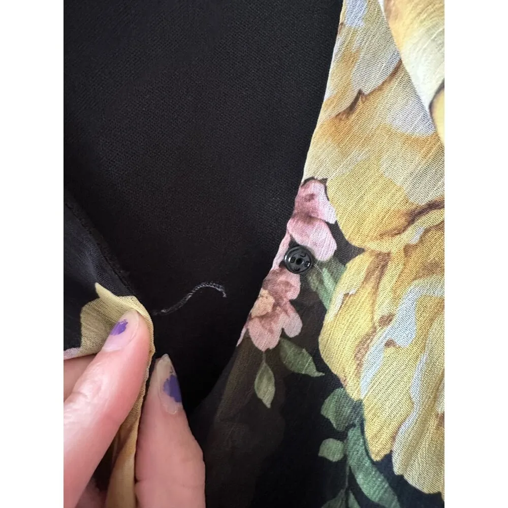 Disney Princess Dress Women's XS Black Floral Fairy Grunge Long Maxi Sheer - Image 9