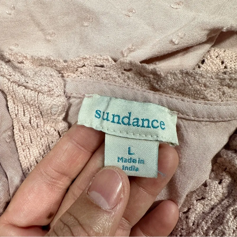 Sundance Spirit Lake Top Blouse Pintucks Ruffle Sleeve Boho Coquette in Pink L Size L - Image 13