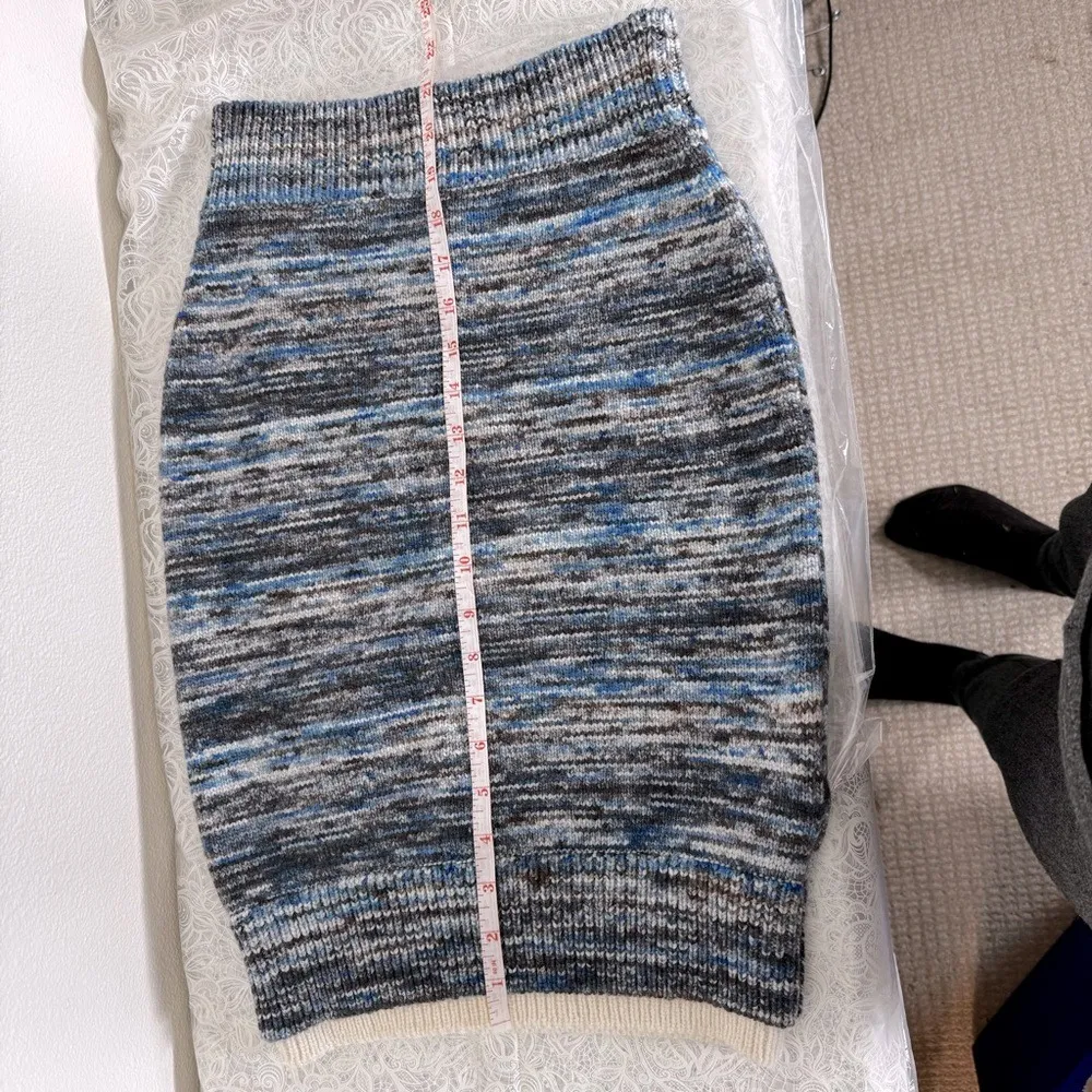 Elleme Paris Stripped Wool Knit Pencil Skirt Classic Nautical Womens S Blue Grey - Image 6