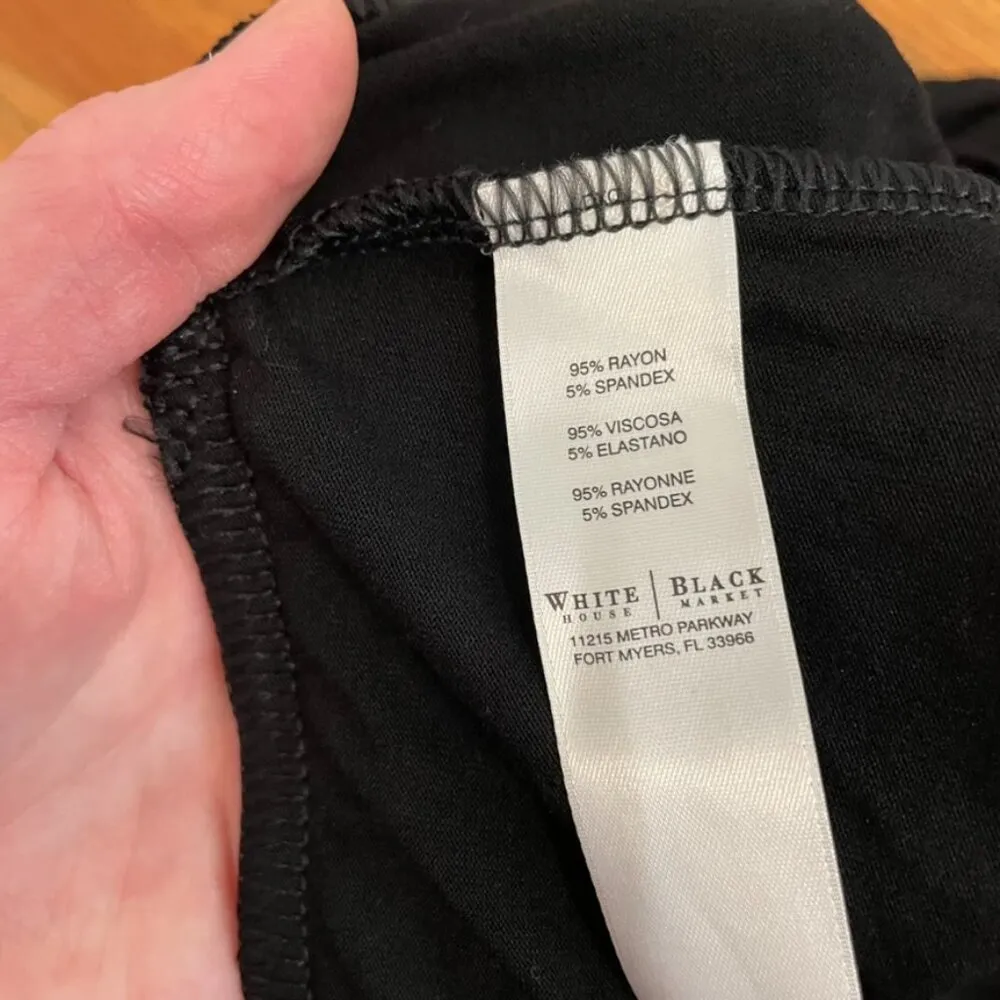 WHITE HOUSE BLACK MARKET WHBM Knit Maxi Skirt Solid Black Elastic Waist 2 Slits - Image 10