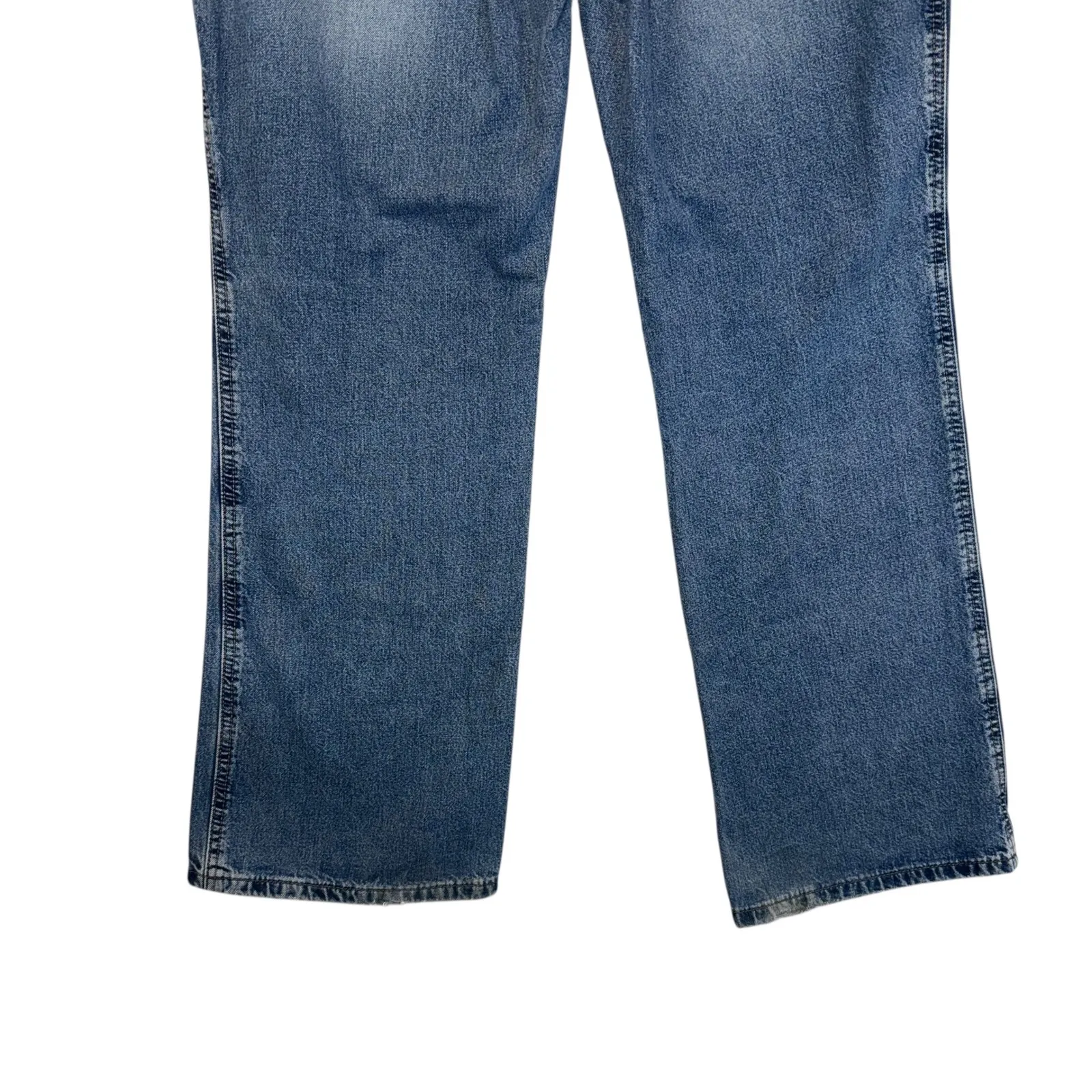 Vintage 90s Y2K Jeans Blue Denim Button Fly Flare Leg Throwback 13/14 - Image 7