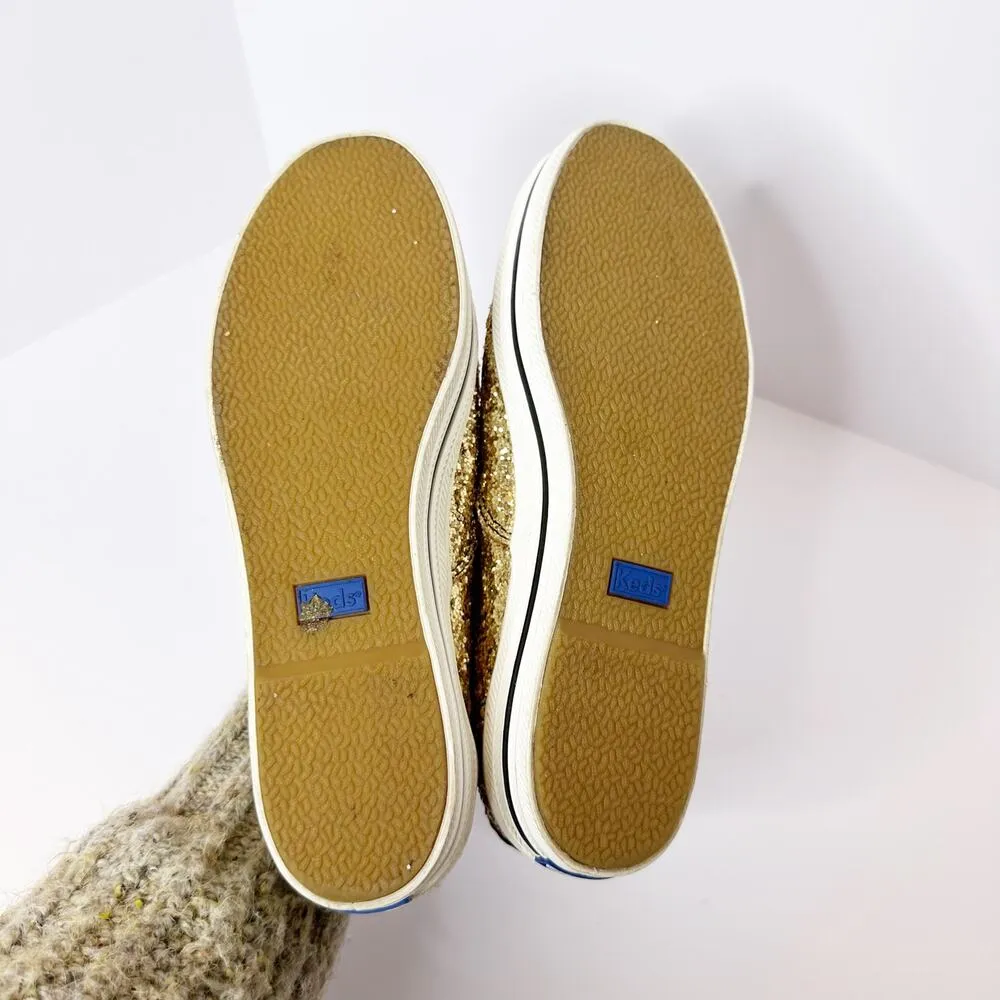 Kate Spade x Keds Size 6 Platform Gold Glitter Sneakers 0‎ - Image 8