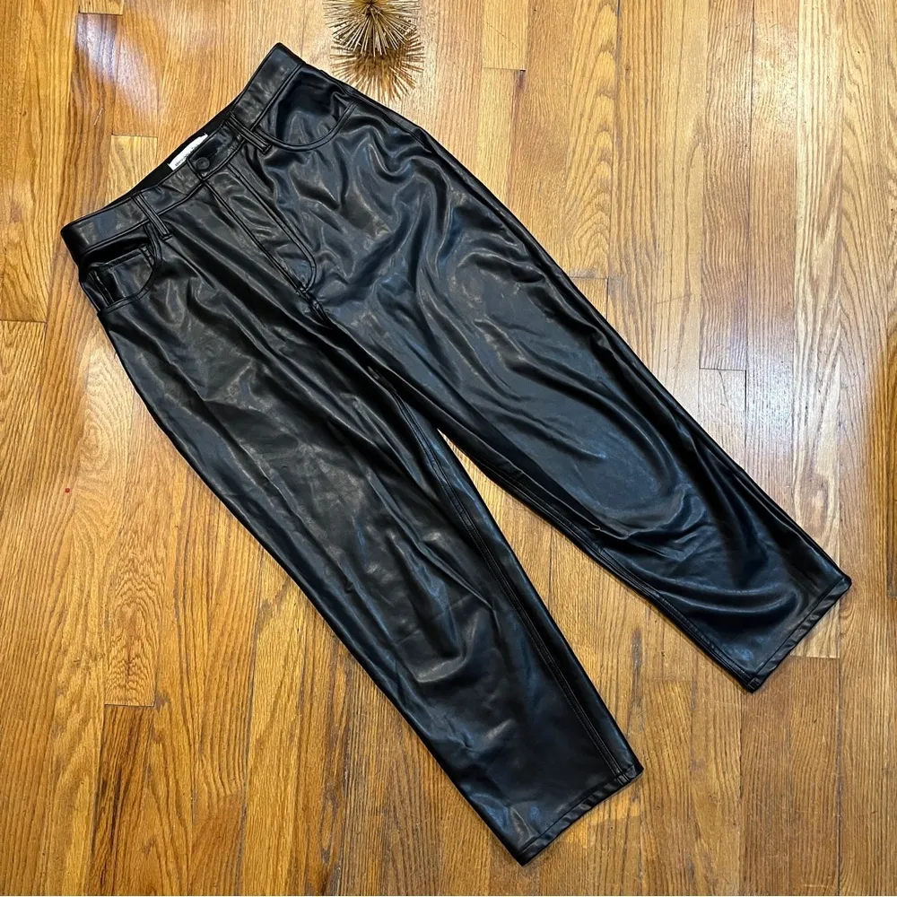 Abercrombie & Fitch Curve Love Vegan Leather Ankle Straight Pant Size 30/10 - Image 4