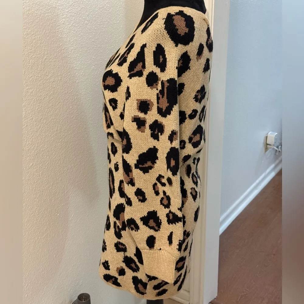 Petal Roz Leopard Print Criss Cross Sweater Dress - Image 4