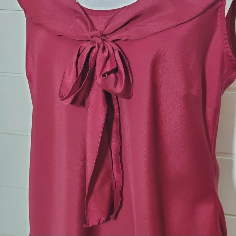 Banana Republic Women's Burnt Orange Collared Front Tie Sleeveless Blouse SizePL - Image 3