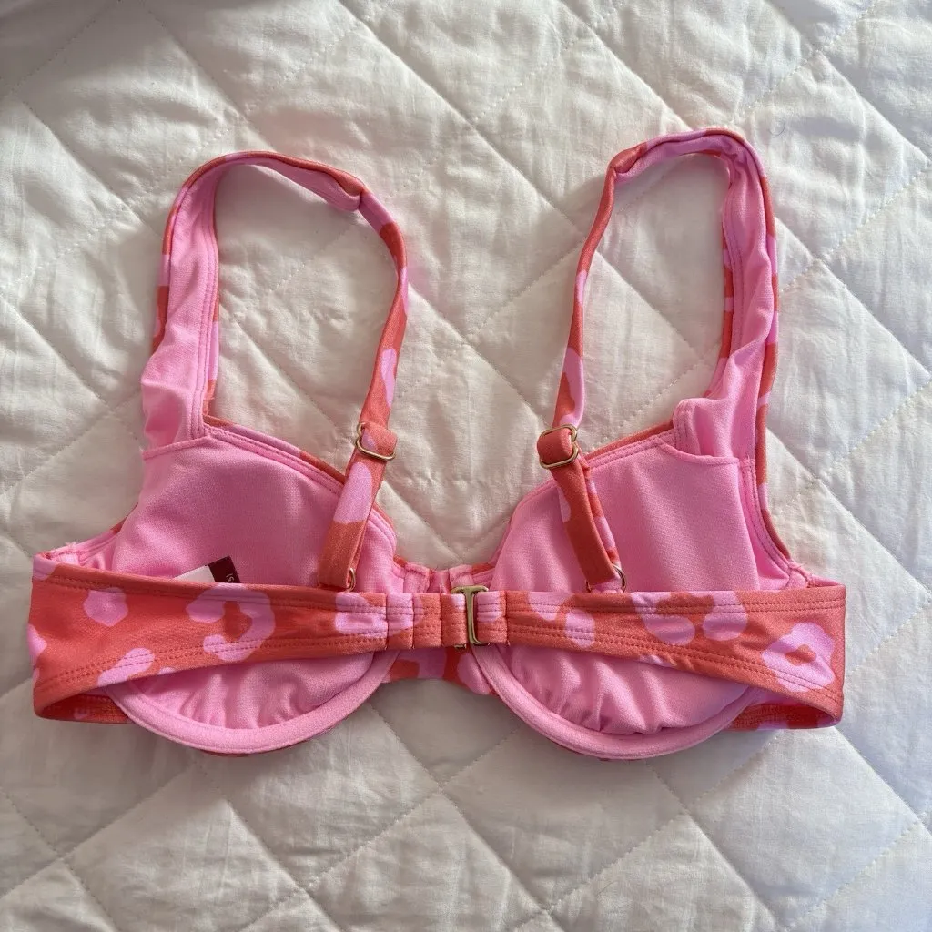 No Boundaries Womens Size Small Bikini Top Padded Pink Cheetah Beach Summer - Image 3