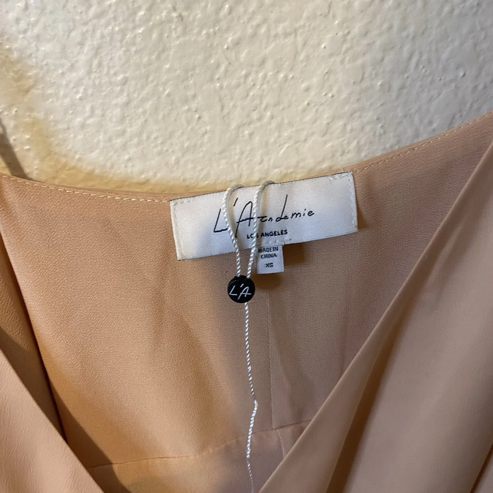 L’Academie Revolve The Wrap Satin Midi Slip Dress In Sand Size XS - Image 8