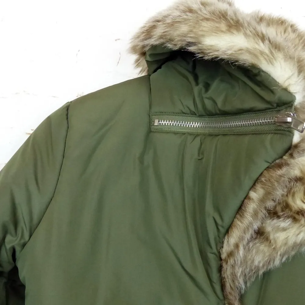 UNIF Bomber Jacket Womens S Olive Green Amelia Faux Fur Collar Grunge Army - Image 6