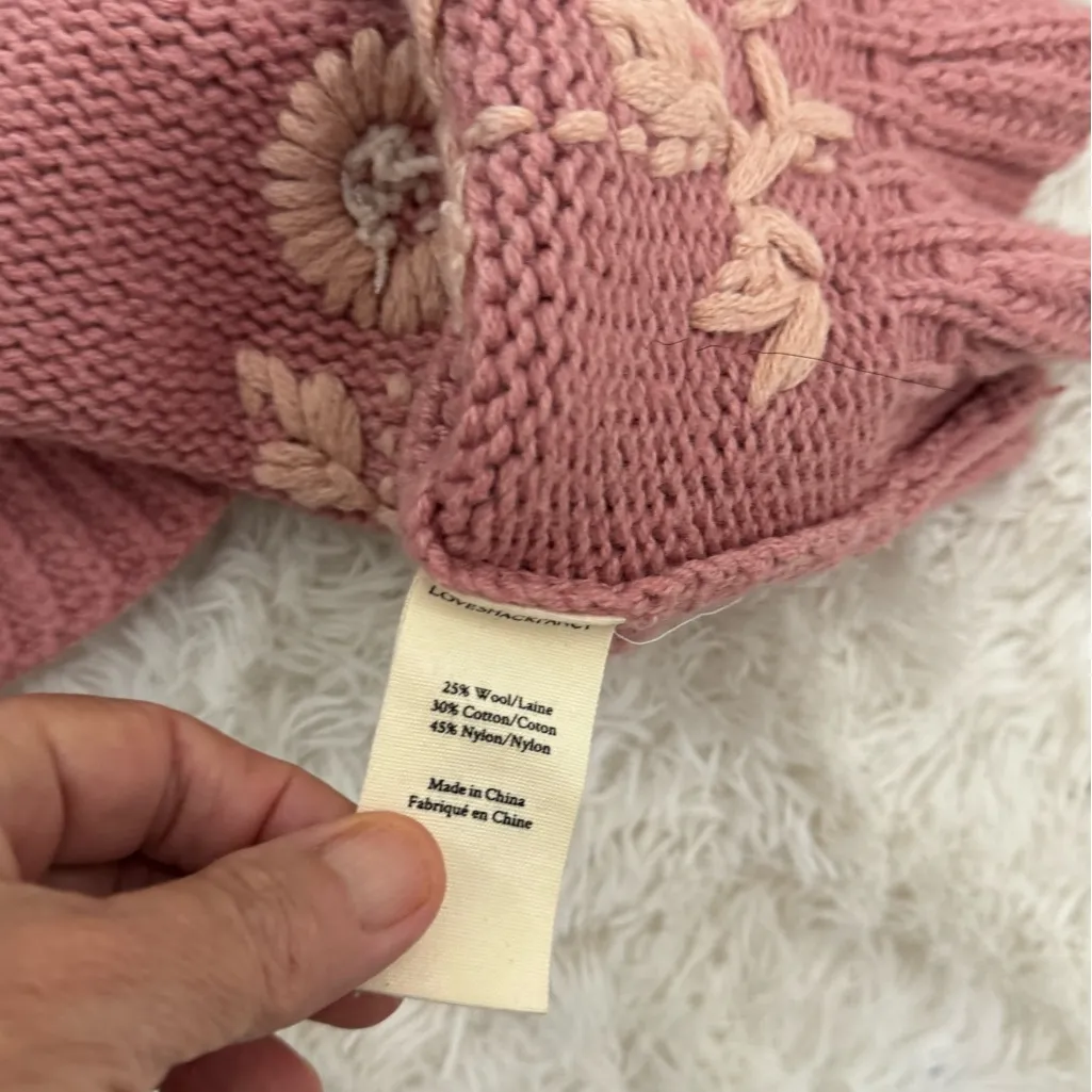 LoveShackFancy Oxford Wool Blend Mini Sweater Skirt in Pink Size S - Image 11