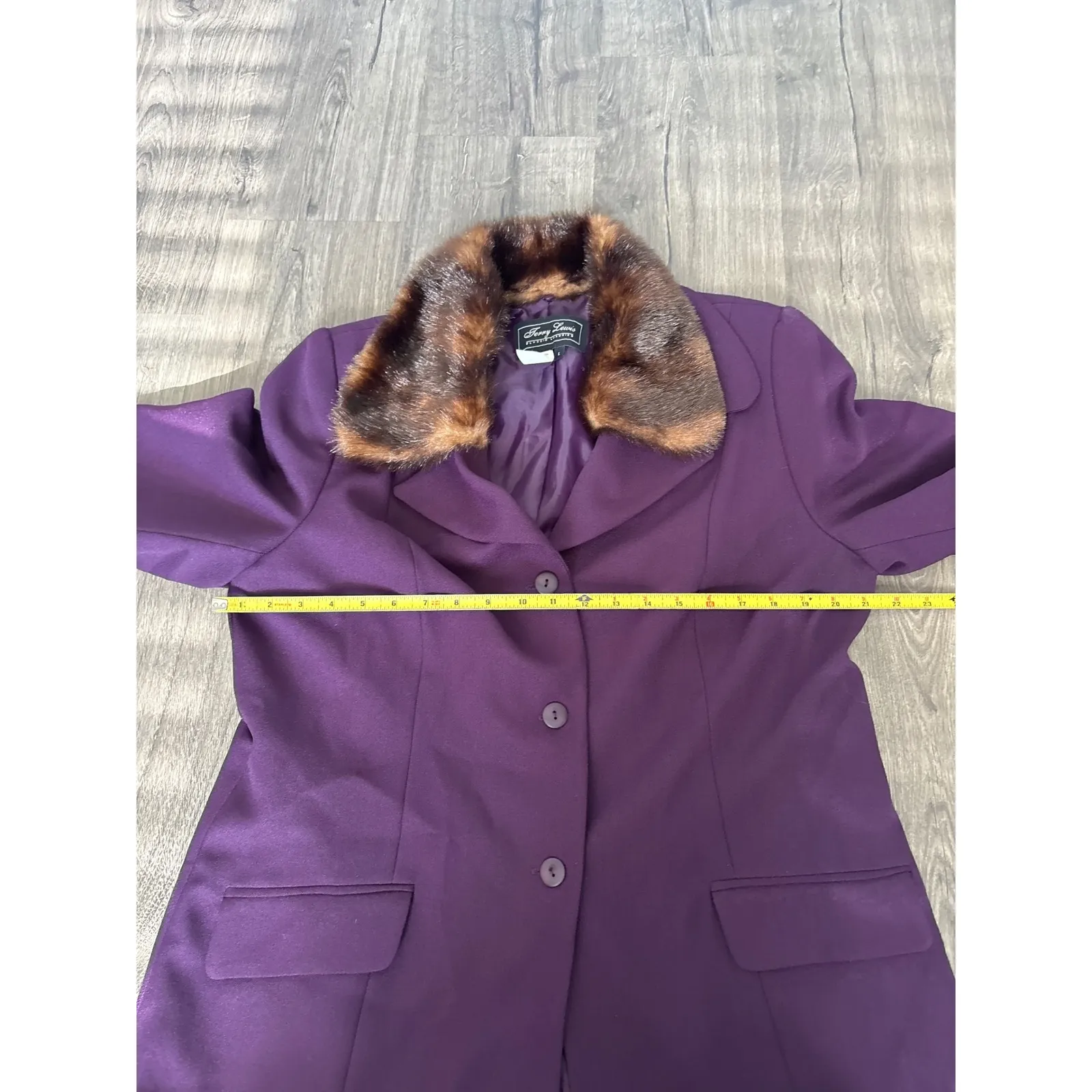 Vintage Terry Lewis Classic Luxuries Womens Purple Faux Fur Collar Jacket L NWT Size L - Image 7