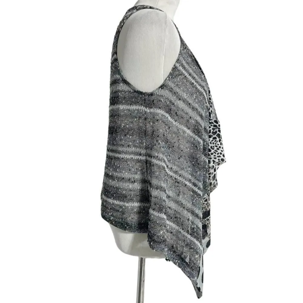 Alberto Makali Small  Vest Cardigan Sleeveless Abstract Art Lagenlook - Image 2