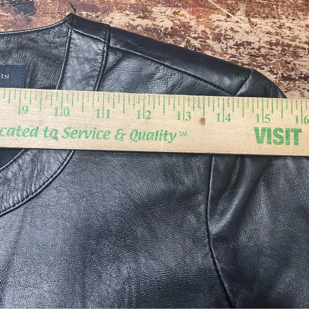 Anne Klein Stretch Black Leather Jacket PS Petite‎ Small - Image 5