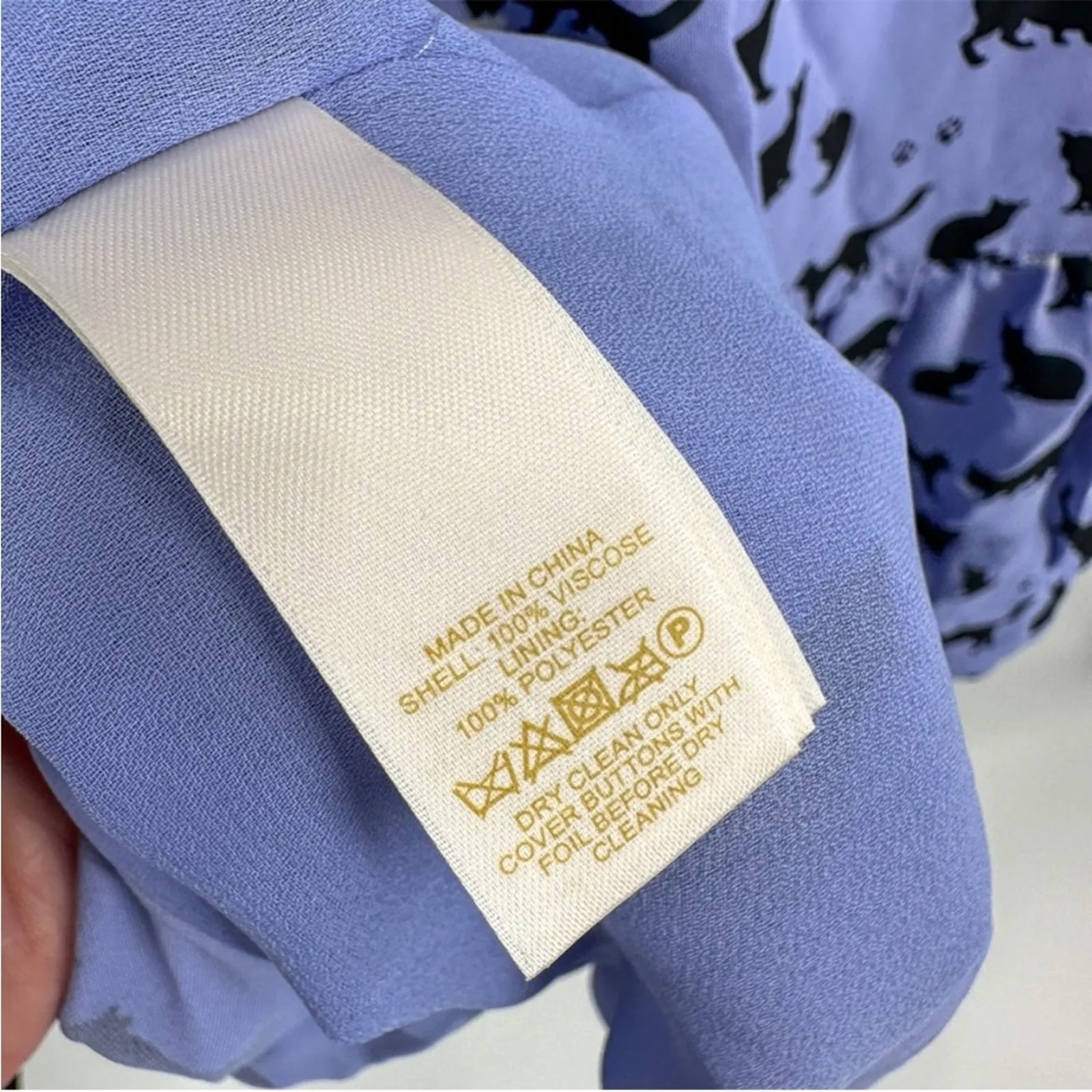 Kate Spade Periwinkle Black Cat Kitty Print Drop Waist Shift Dress Women Size 0 - Image 5