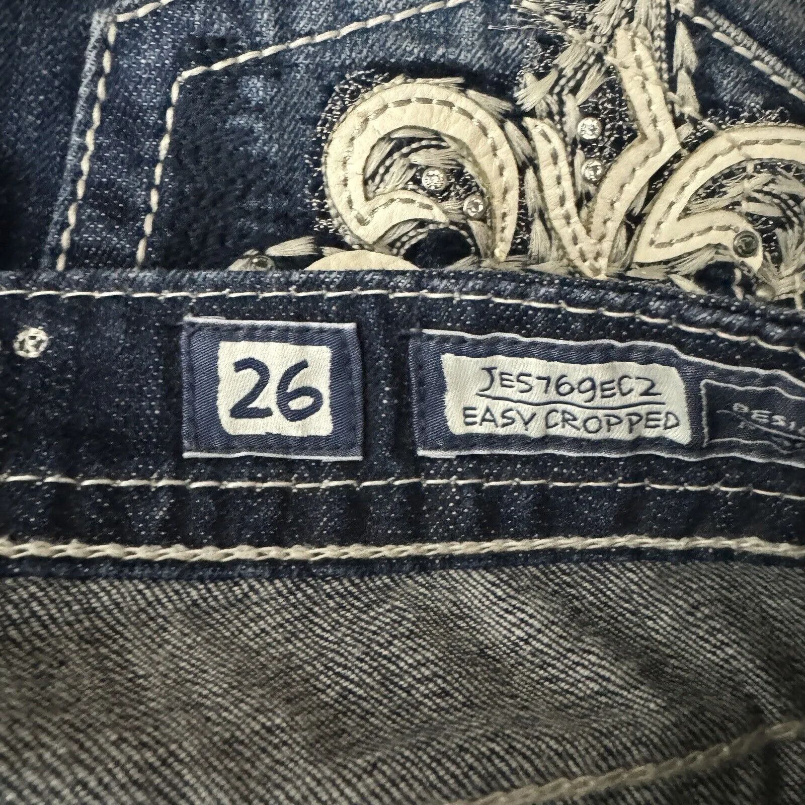 Miss Me Jeans Womens 2 26" Blue Easy Cropped JE5769EC2 Dark Wash‎ Fading Casual - Image 7