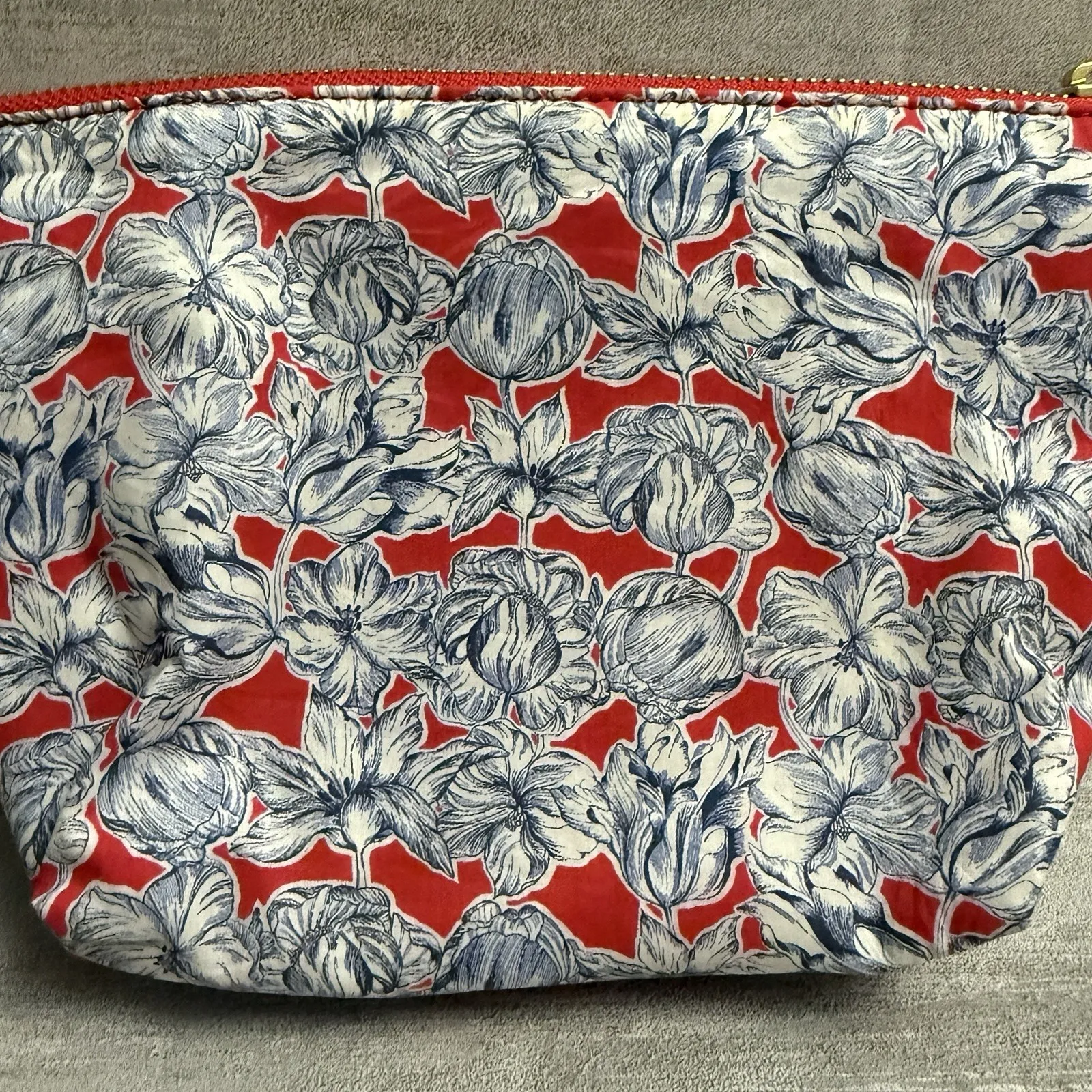 J. Crew‎ x Liberty Art Fabric Zip Pouch Matilda Tulip Flowers Floral Cotton NEW! - Image 2