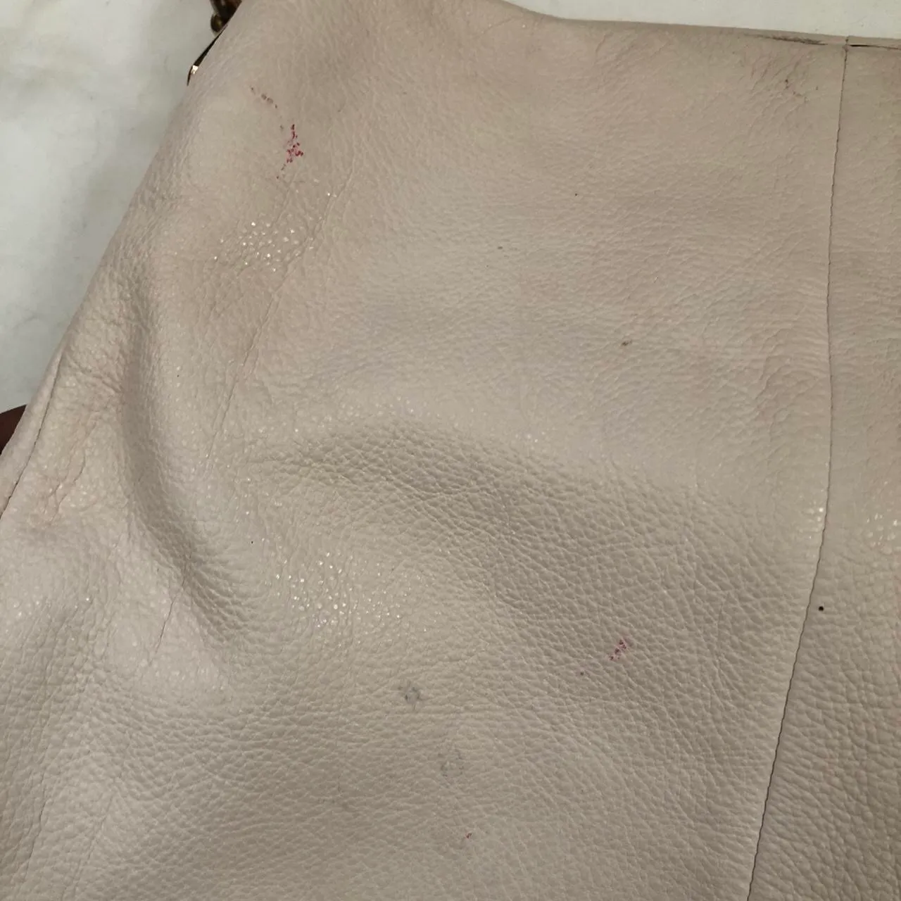 26224 Beige Phoebe Pebble Leather Shoulder Hand Bag Purse - Image 6