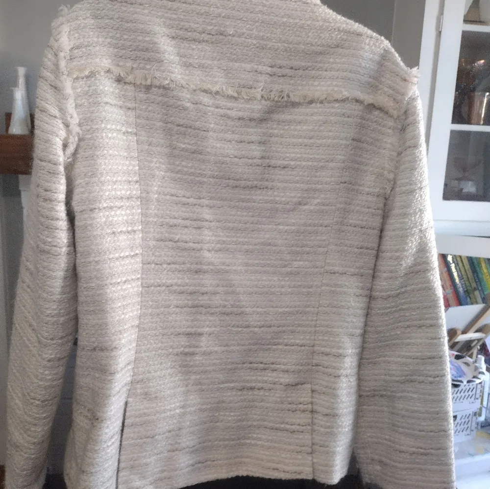 STS Sail To Sable Cream Tweed Zip Front Waist Jacket - Image 2