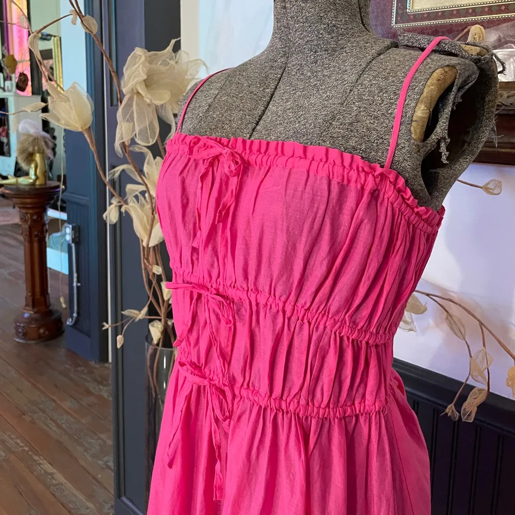 J. Crew Tie Front Voile Organic Cotton Pink Midi Dress - Sz M 🧡🎀 - Image 7