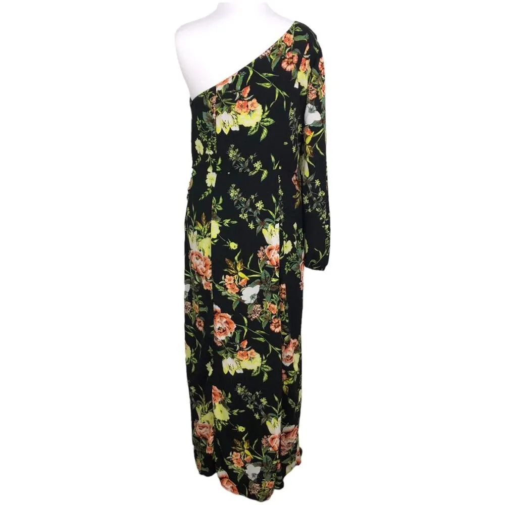 Rachel Rachel Roy One Shoulder Floral Dress Size 14 NWT Black - Image 5
