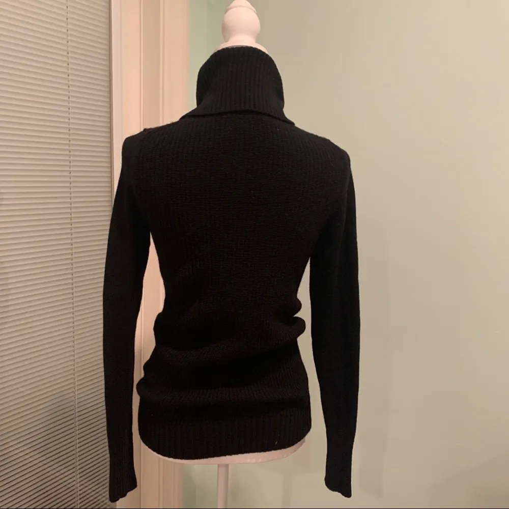 Banana Republic Black Ribbed Wool Cashmere T-neck Filpucci Italian Yarn - Image 3