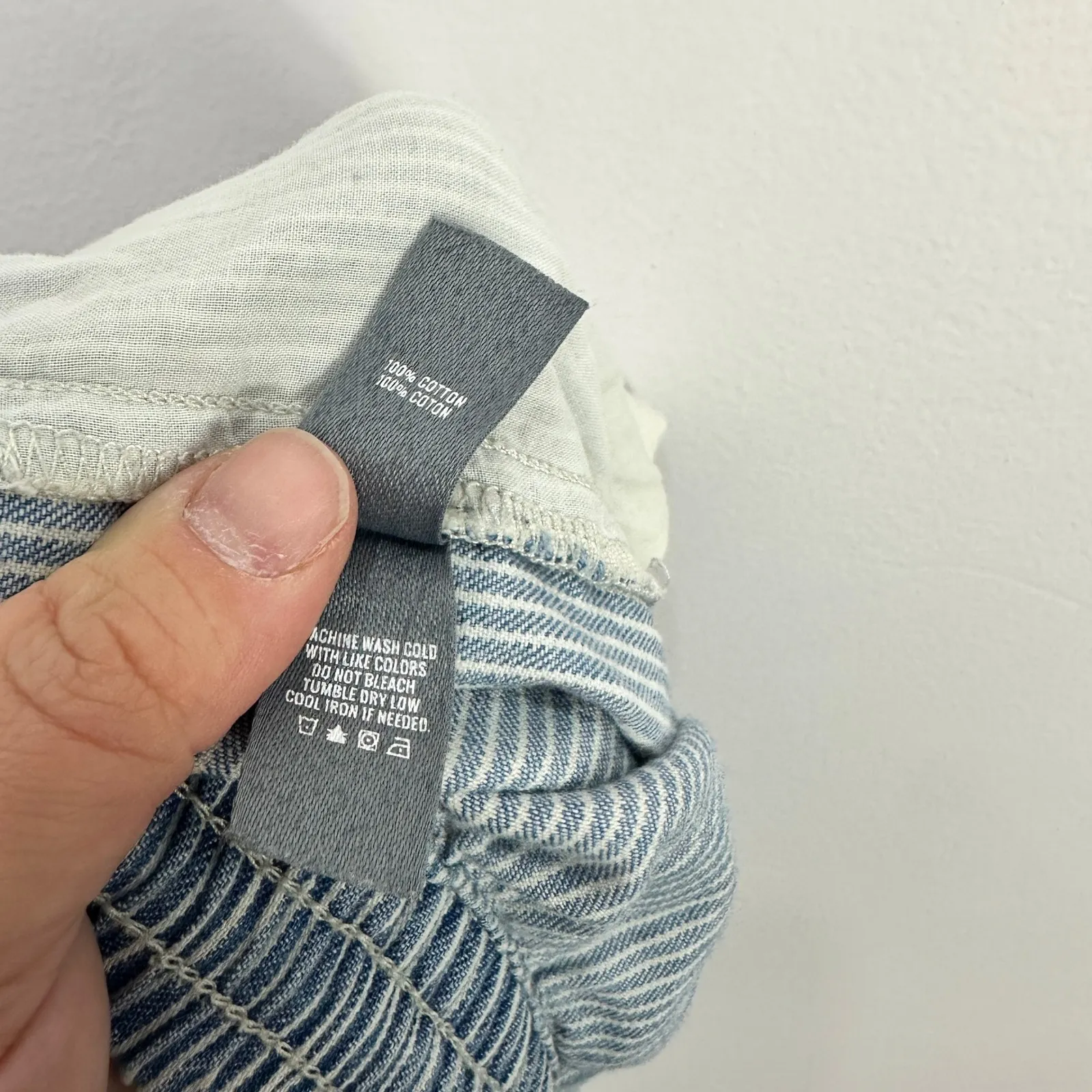 Aerie Striped Denim Drawstring Shorts Light Wash Beachy Boho Coastal Cowgirl - Image 6