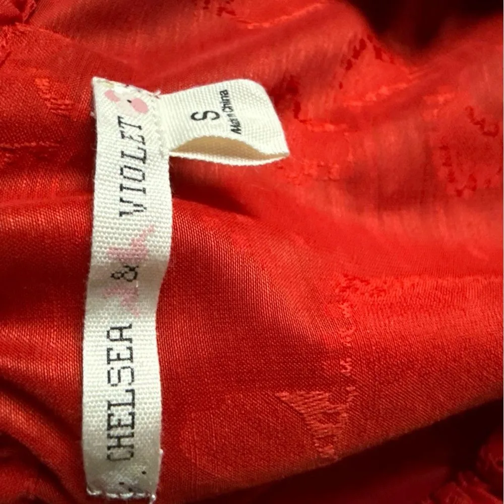 Chelsea & Violet Sleeveless Red Roses Ruffle Jardin Chinoiserie Dress Size S - Image 10