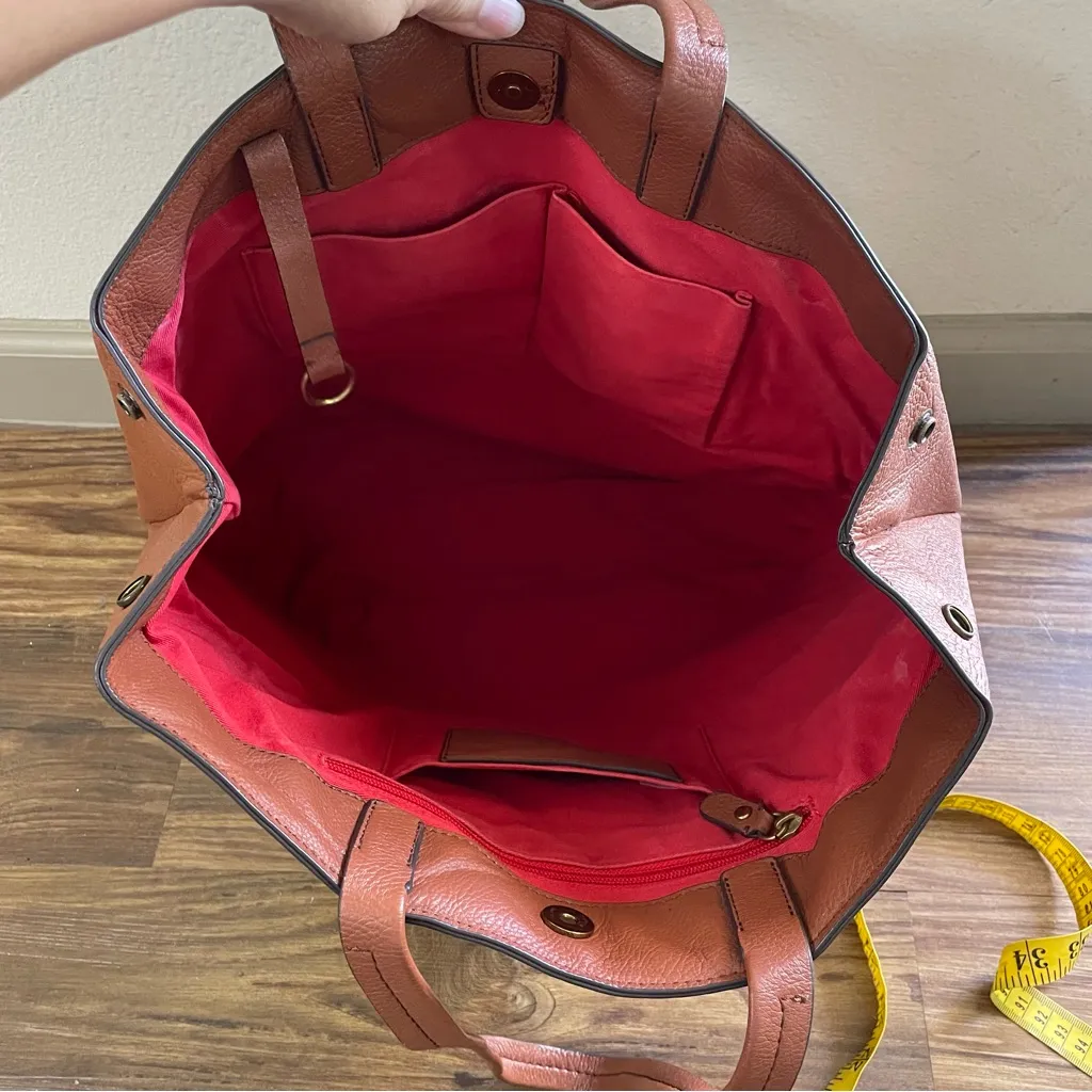 J. CREW‎ ALL DAY LEATHER TOTE BAG PURSE ROASTED CHESTNUT VTG - Image 9