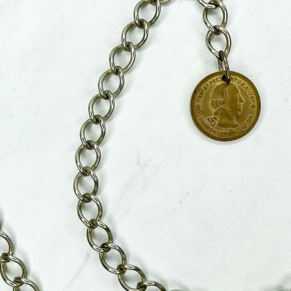 George Washington Coin Metal Chain Link Belt Size XS Small S - Image 7