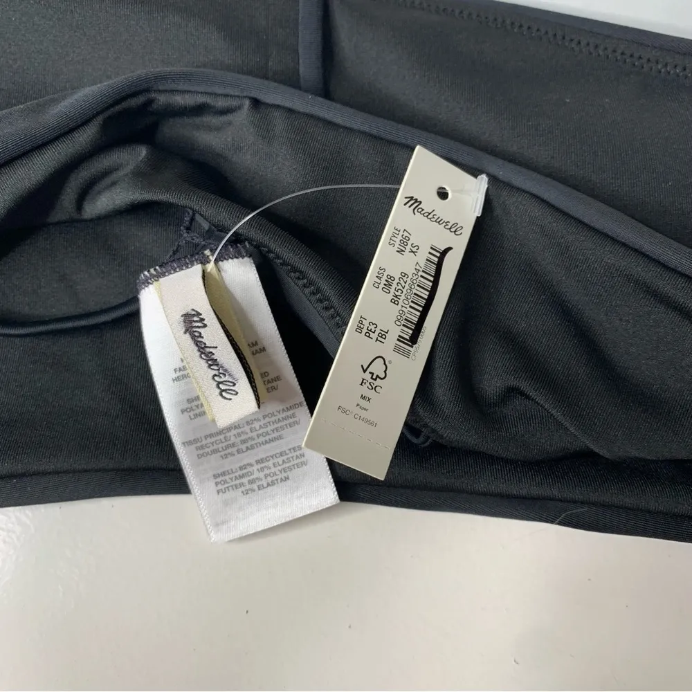 NWT Madewell Double-Strap One-Shoulder Bikini Top True Black - Image 4