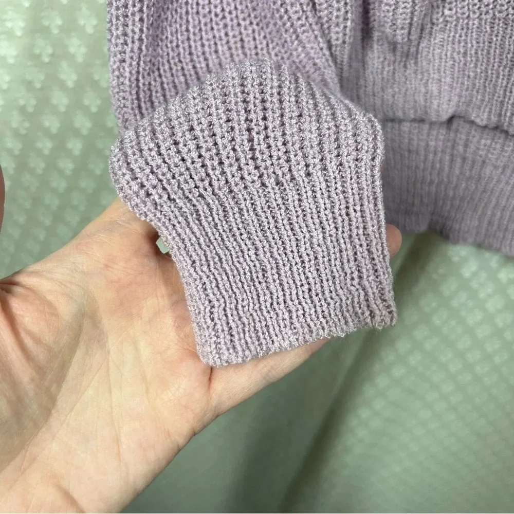 Revolve Superdown Purple Distressed Knit V Neck‎ Sweater - Image 6