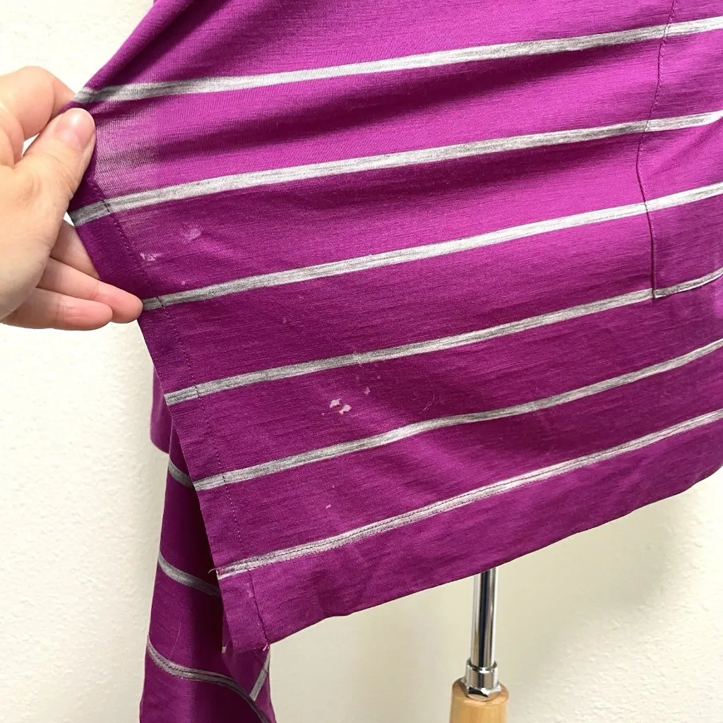 Icebreaker Merino Wool Blend Wrap Cardigan Sweater Purple Stripe size XS - Image 8