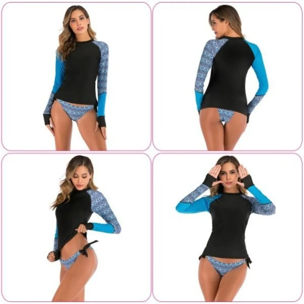 2 Piece Long Sleeve Swimsuit Swim Shirt Bathing Wetsuit (Size: Small) (New) - Image 3