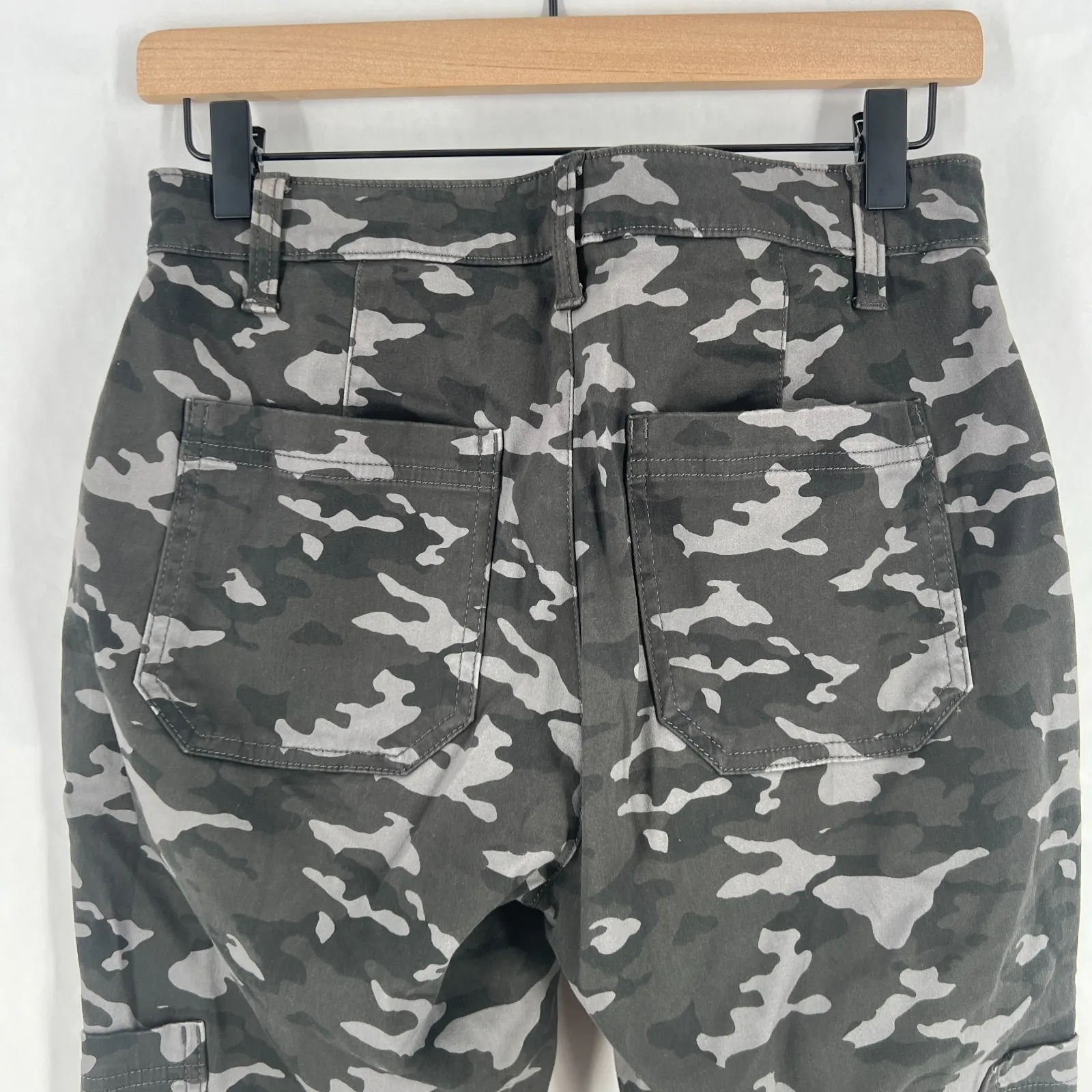 Banana Republic Sloan Pants Womens 4 Gray Olive Stretch Camo Utility Crop - Image 8