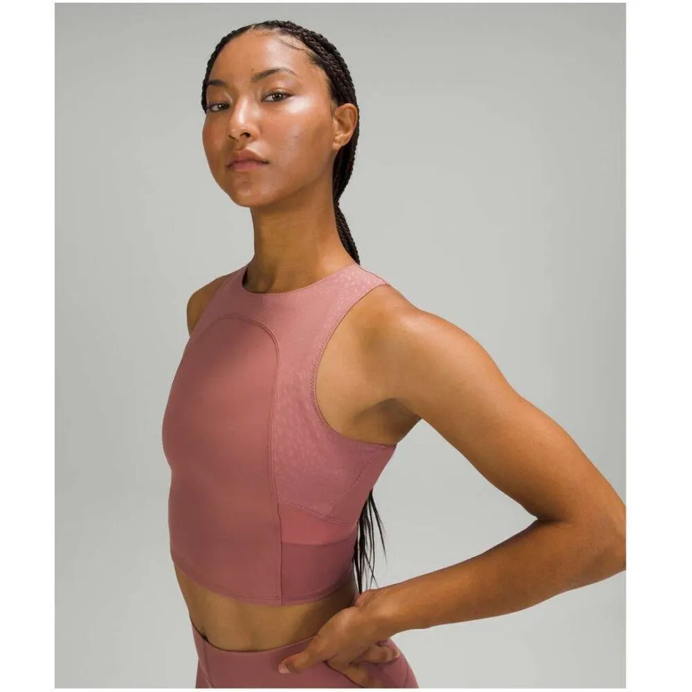 Lululemon Nulu High Neck Crop Tank Top Mauve Pink Women's 8 Yoga Running - Image 7