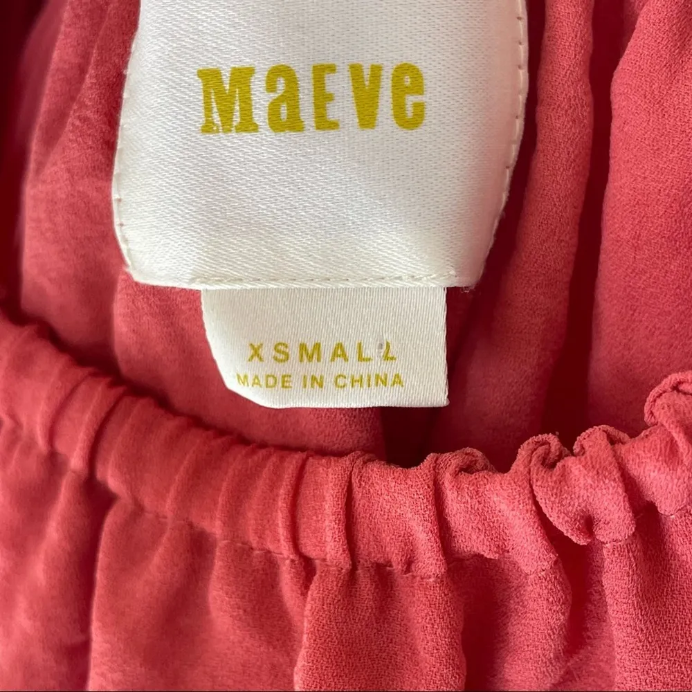 Maeve Off Shoulder Ruffle Islander Top Coral Size XS - Image 3