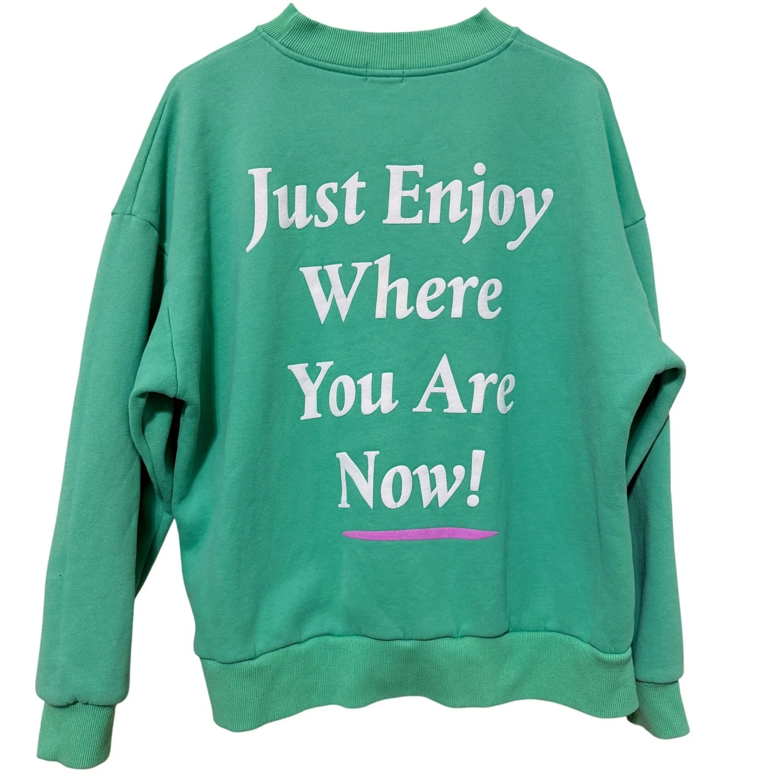 YLLW The Label "Just Enjoy Where You Are Now" Sweatshirt Mint Green - Image 2