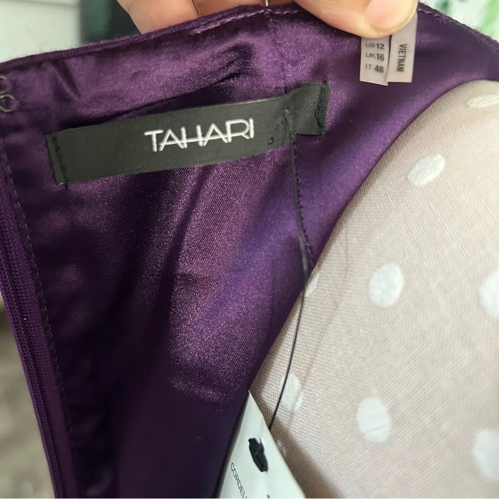 Tahari Purple Sheath Midi Dress Square Neck Sleeveless B3 - Image 5