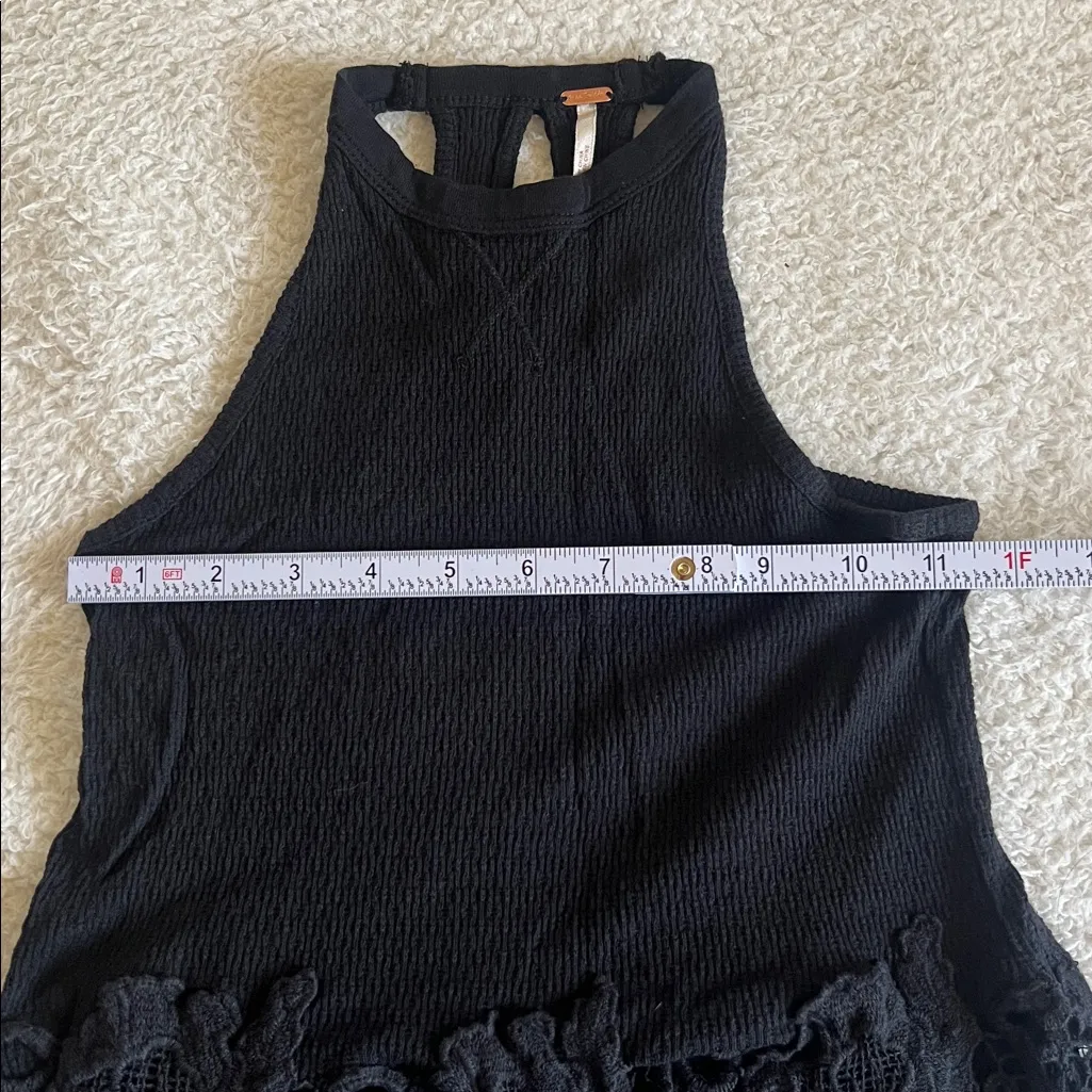 Free People Nora Lace‎ Midi Dress Black Halter Knit Bodice Size S - Image 3