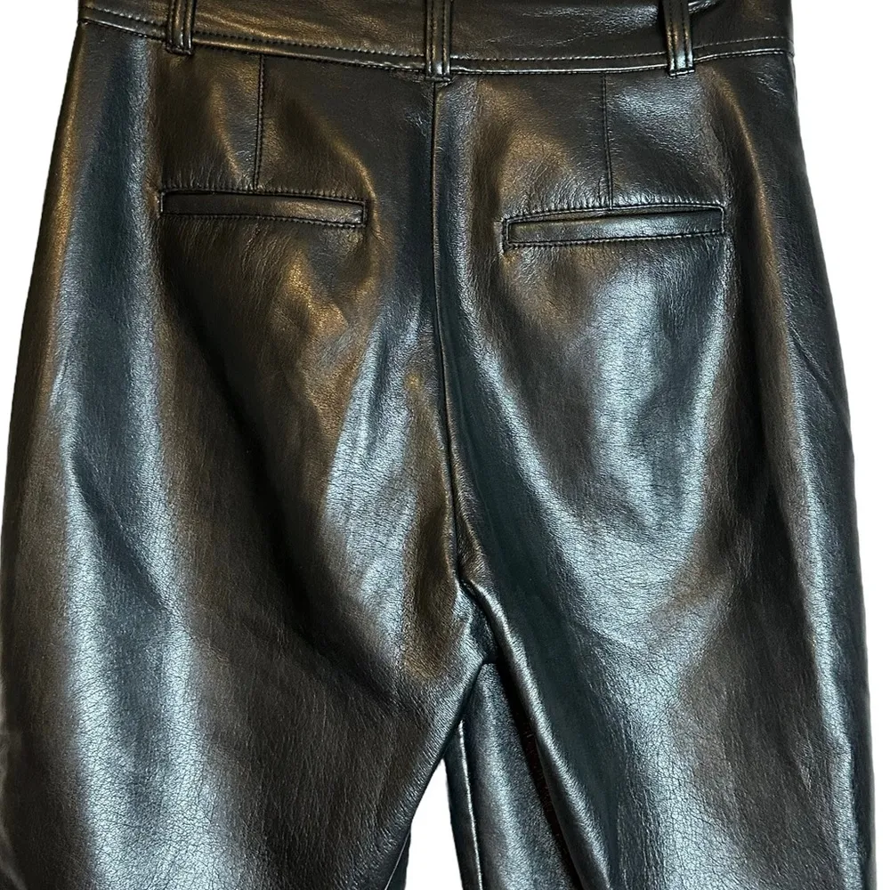 Babaton Aritzia Command Crop Faux Leather‎ Pants Size 6 Black FVL 01-06-37288-31 - Image 8