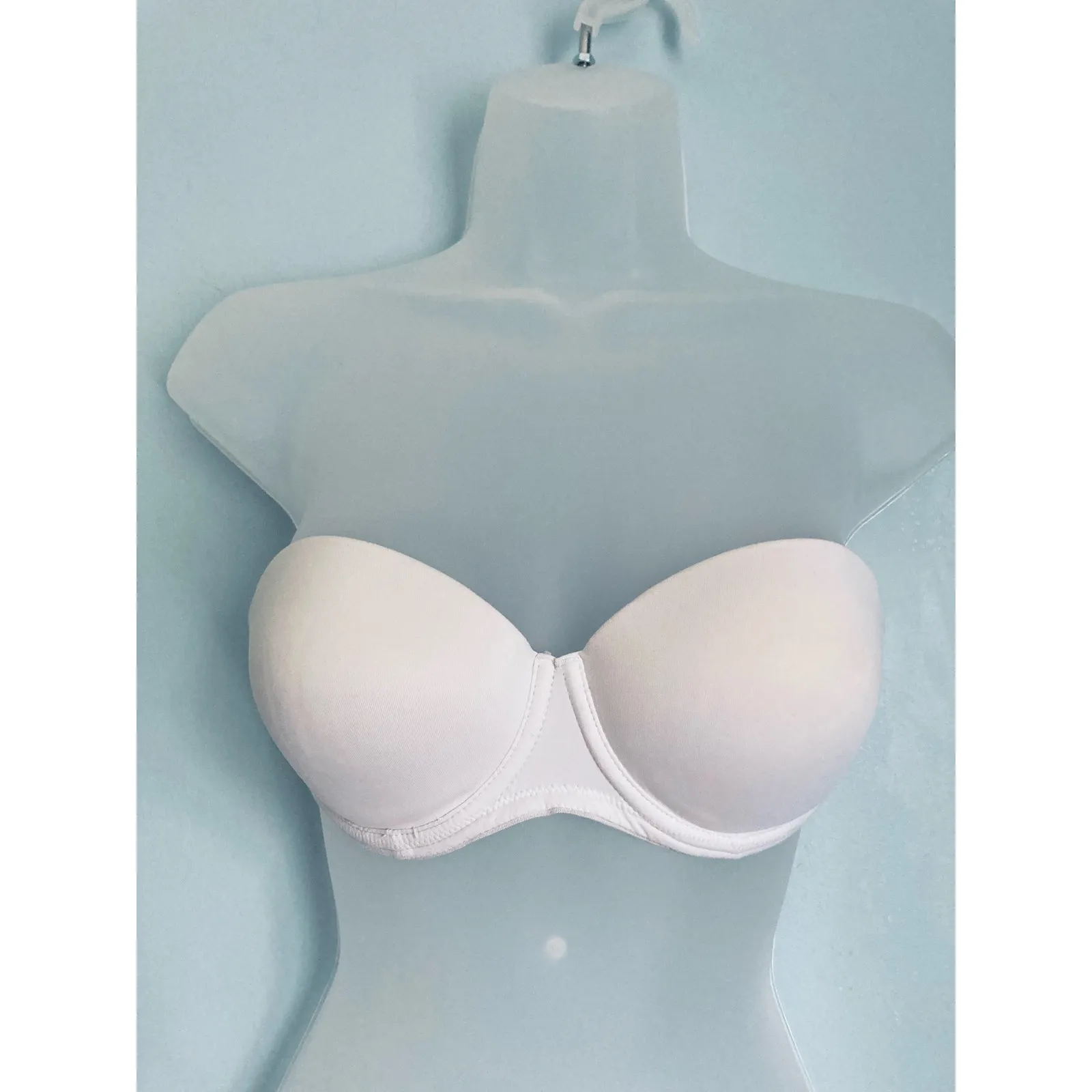 PINK Victoria's Secret Strapless Bra 32C White Push Up - Image 4