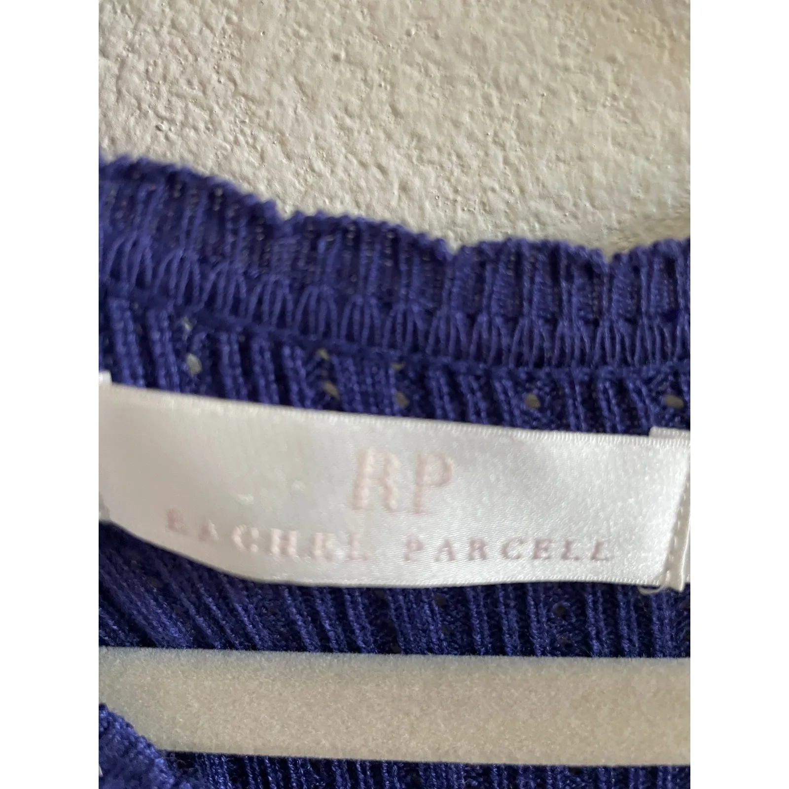 Rachel Parcell Rib Midi Sweater Dress with Pointelle Ruffles Purple Large - Image 5