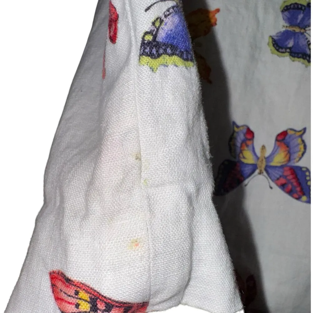 Vintage Talbots Linen Butterfly Skirt 12 Y2K Rainbow Festival Summer Dragonfly - Image 3