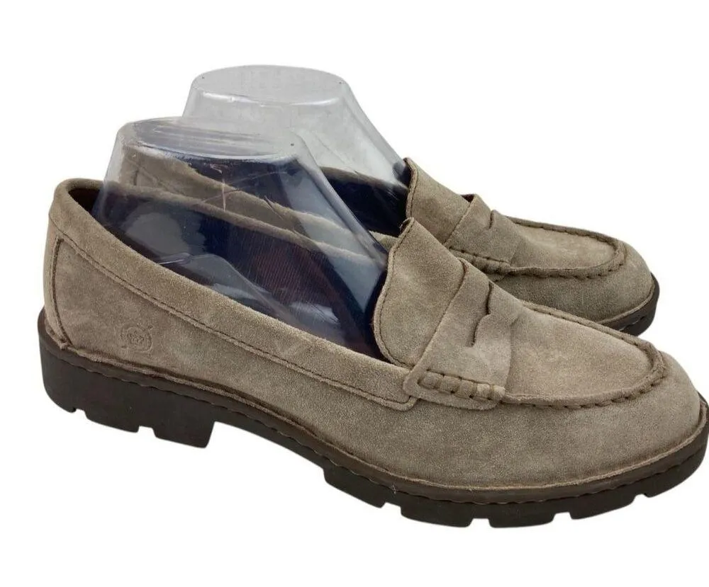 *Born Penny Loafer Women Size 9.5 Taupe Suede Leather Comfort Casual Academia Tan - Image 2