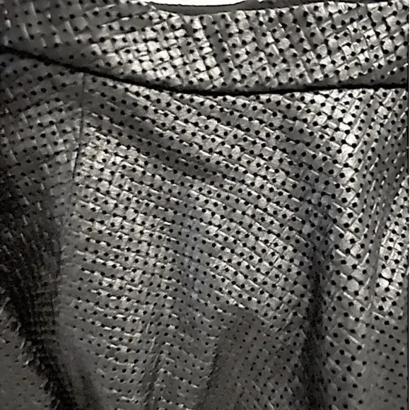 NWT Alice + Olivia Black with Tag Blaise Perforated Leather Lambskin Skirt 12 - Image 5