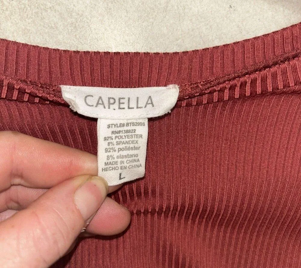 Capella Ribbed Cropped Tee And Skirt Set. Size Large. Dark Salmon Color - Image 5