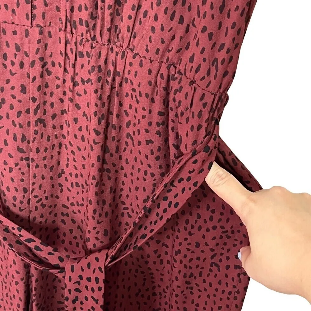 Rails Jet V-Neck Jumpsuit Women’s Size XS Rust Spotted Wide Leg Belted Cropped - Image 9