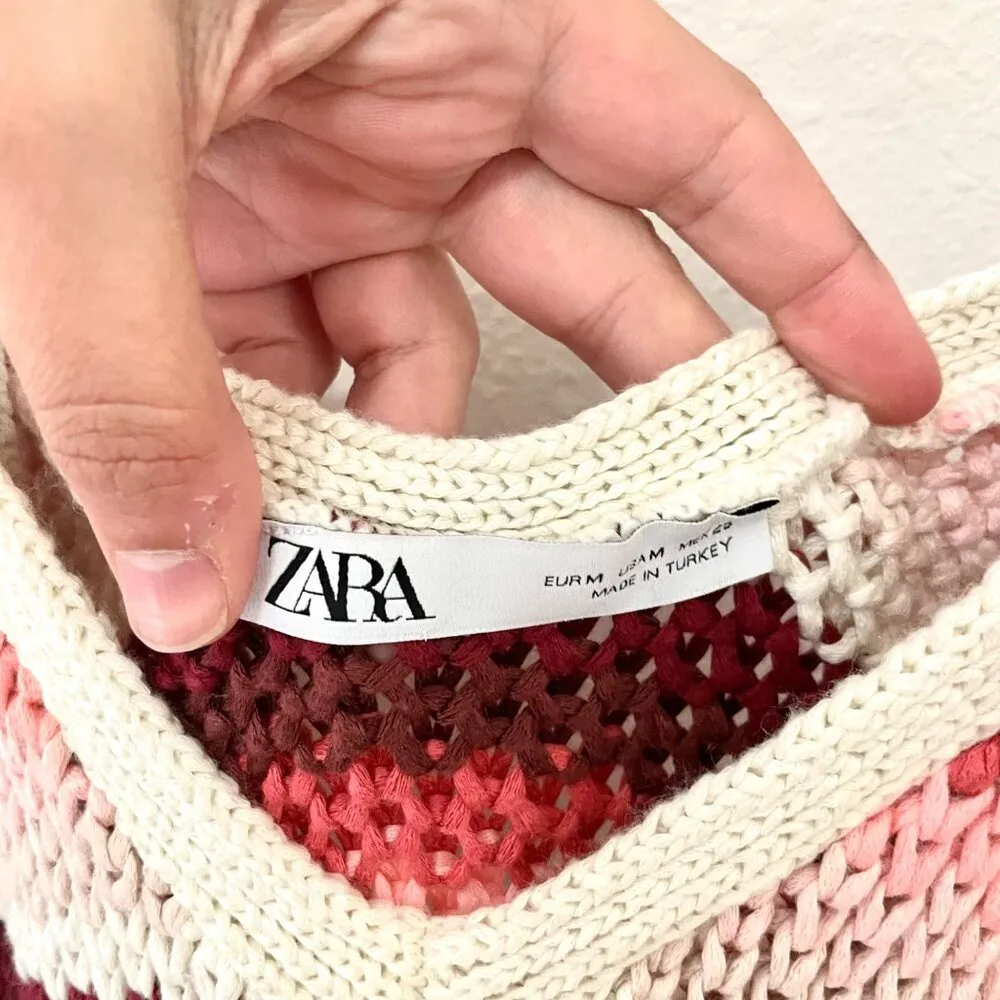 Zara Blogger Favorite Striped Knit Red Summer Maxi Dress Size M - Image 4