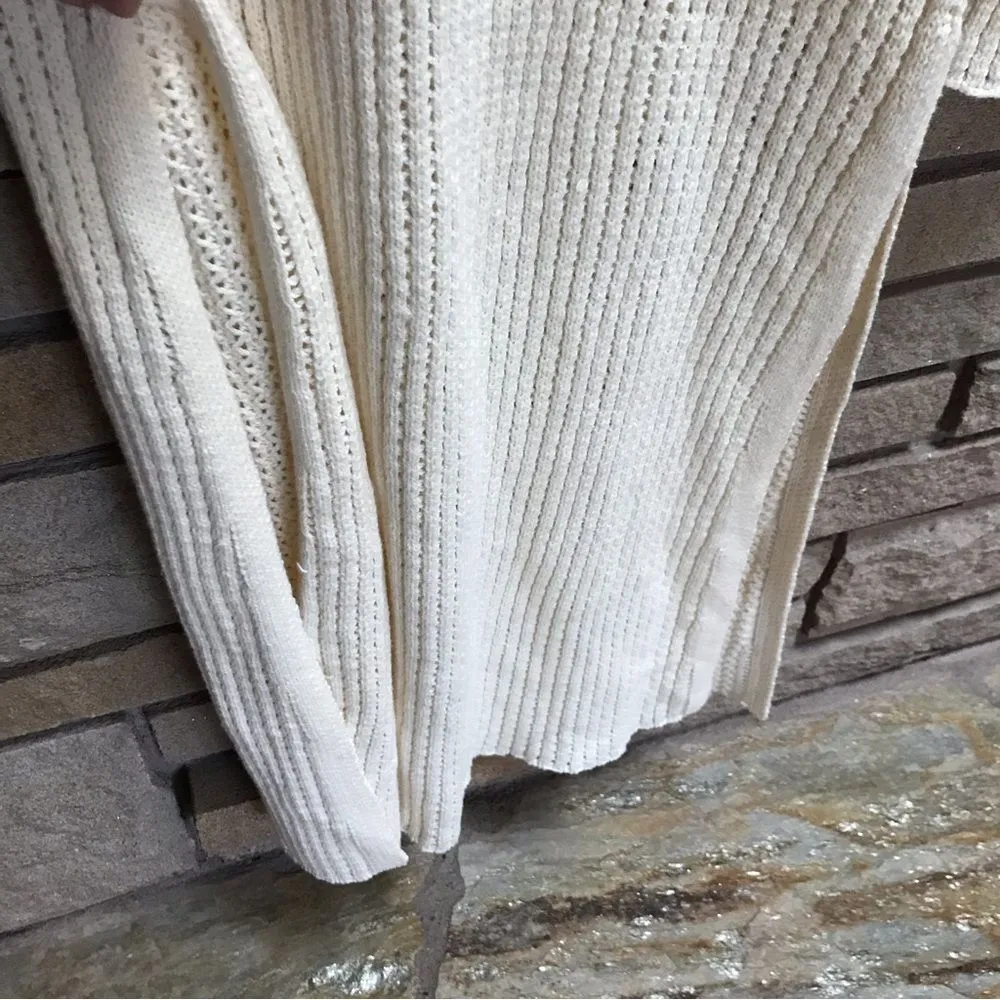 Lovers & Friends SOLTA KNIT DRESS Neutral Cream Crochet Midi Coverup Large NWT - Image 10