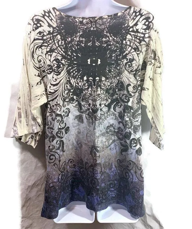 Womens Size XL Multicolor Top Blouse Sequins Pre-Owned - Image 2