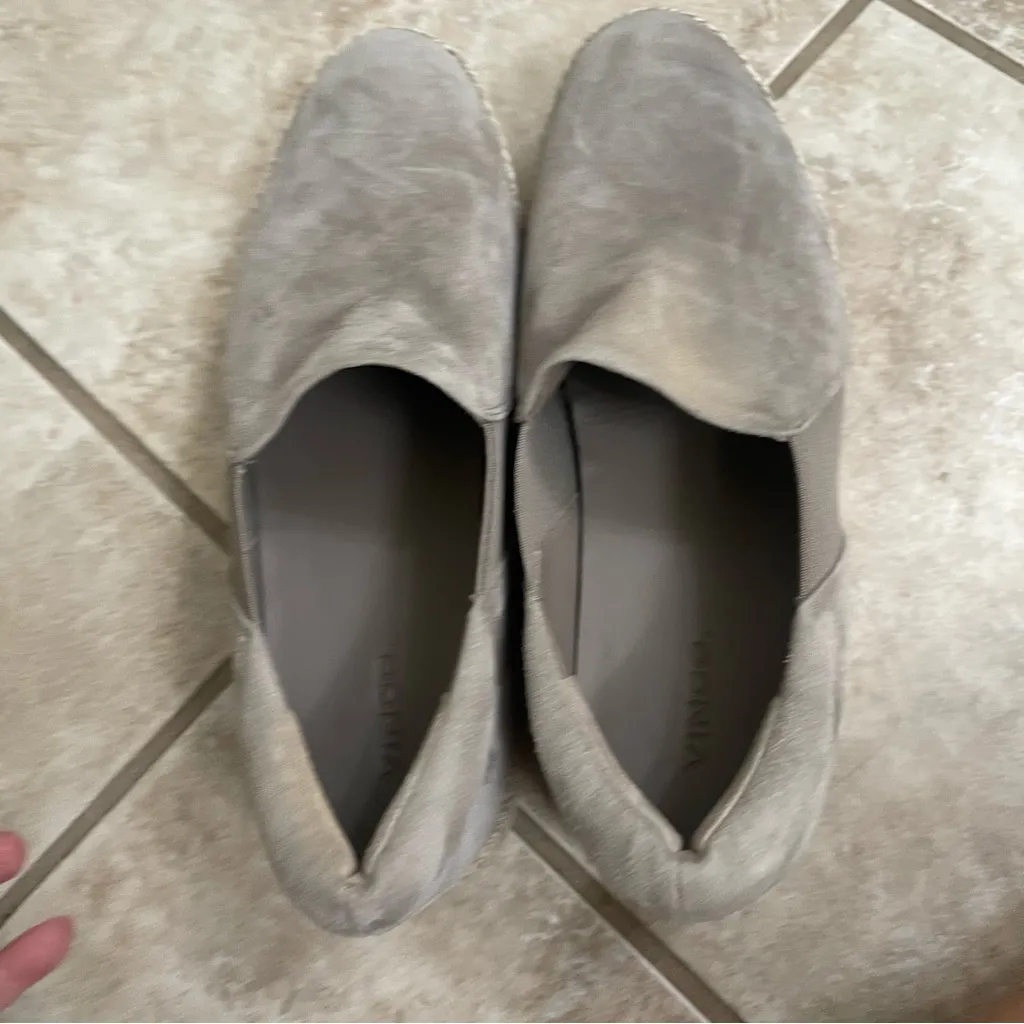 Vince Womens Sz 8.5 Platform Espadrille Slip On Suede Sneakers‎ Shoes Beige Gray - Image 4